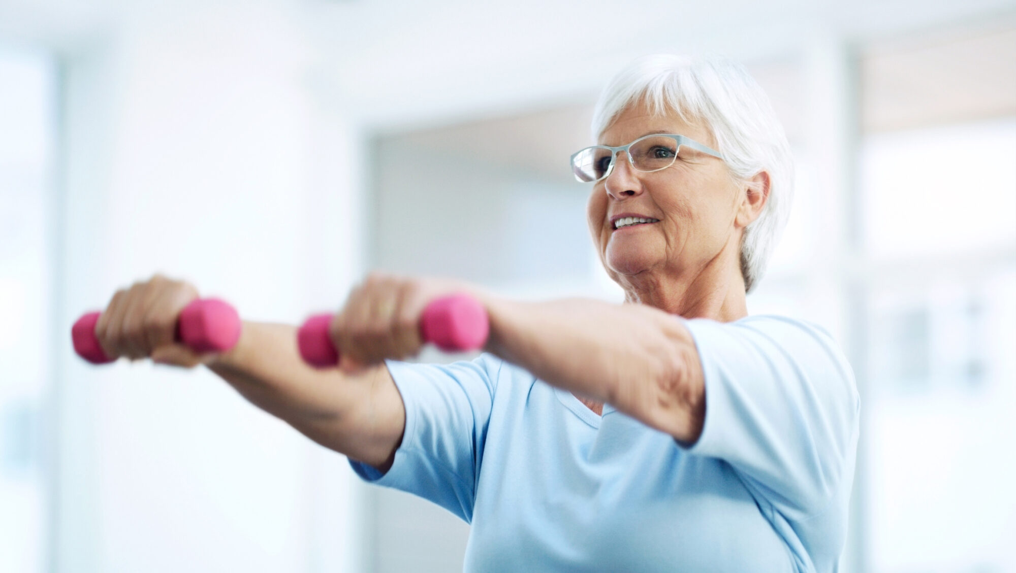 Women keeping herself fit and healthy in her latter years